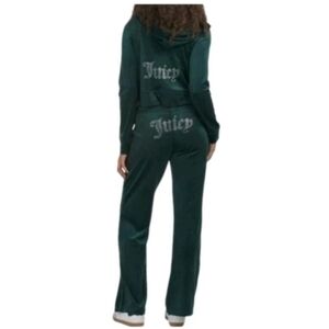 Juicy Couture Pine Dark Green Velour Velvet Tracksuit Set NWT XL $199